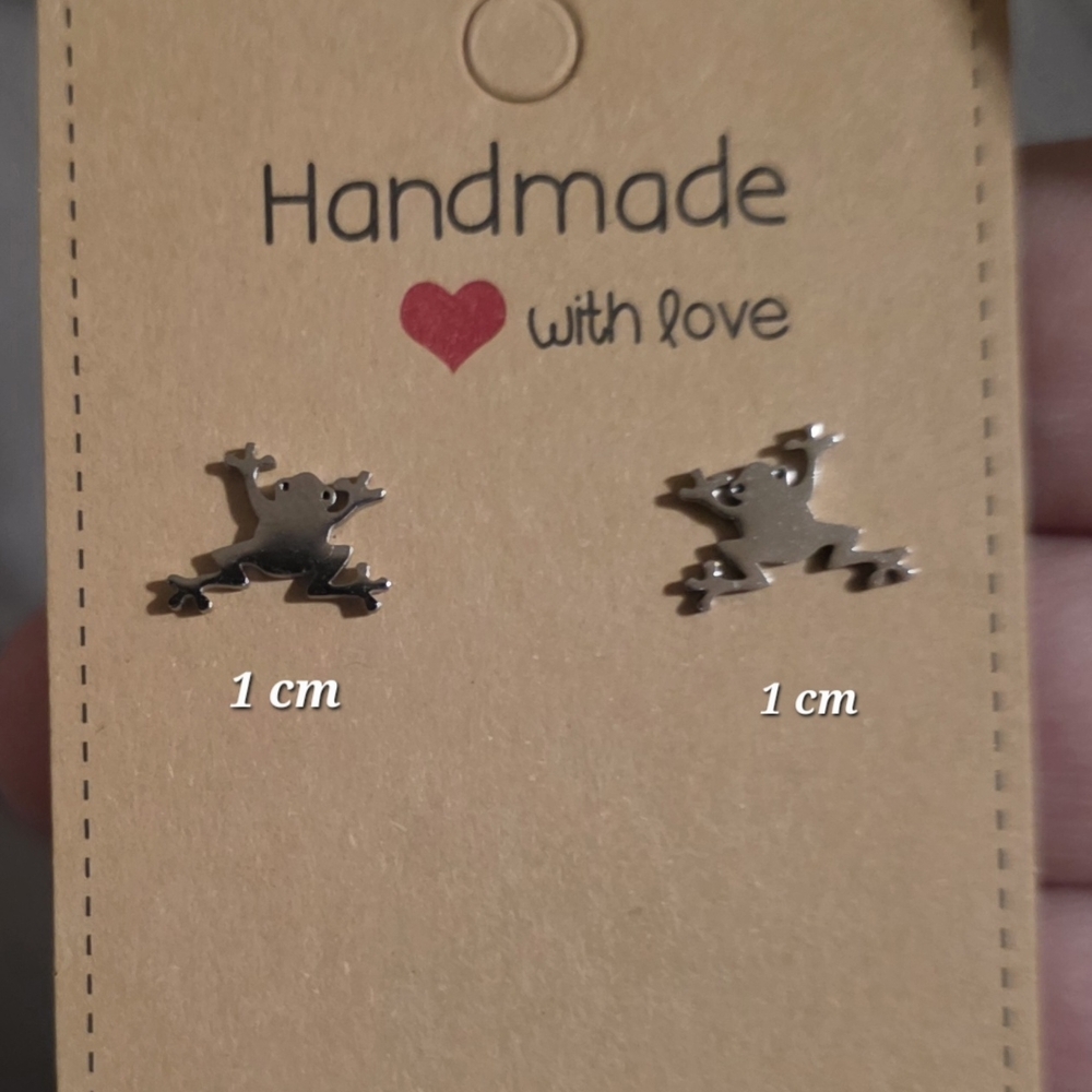 Silver Tone Frog Earrings